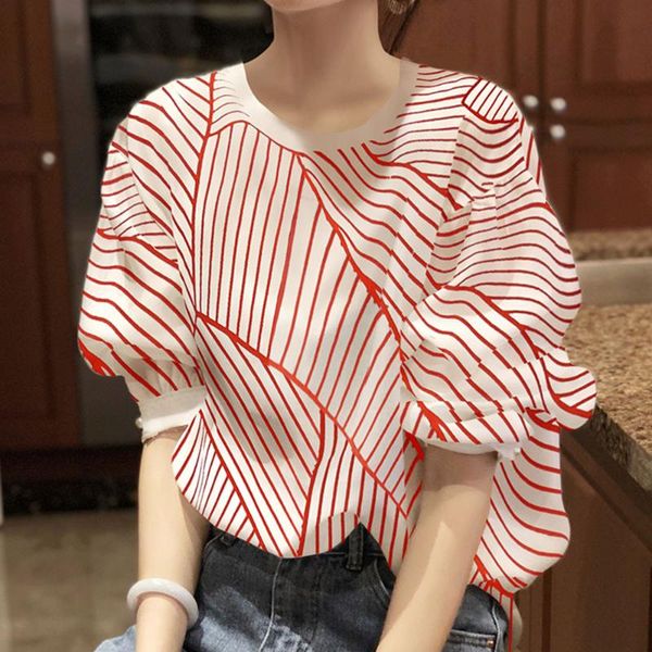 red striped blouses ladies summer thin short-sleeved shirts puff sleeve new sleeve loose 2021 new style women round neck, White
red striped blouses ladies summer thin short-sleeved shirts puff sleeve new sleeve loose 2021 new style women round neck, White