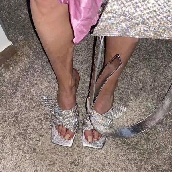 slippers fashion squared toe bling crystal embellished summer women high heels mules casual slides, Black
slippers fashion squared toe bling crystal embellished summer women high heels mules casual slides, Black