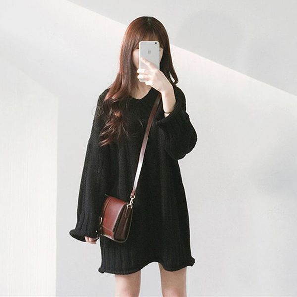 casual dresses knitted v-neck sweater women est solid loose autumn winter pullover vestidos de festa, Black;gray
casual dresses knitted v-neck sweater women est solid loose autumn winter pullover vestidos de festa, Black;gray