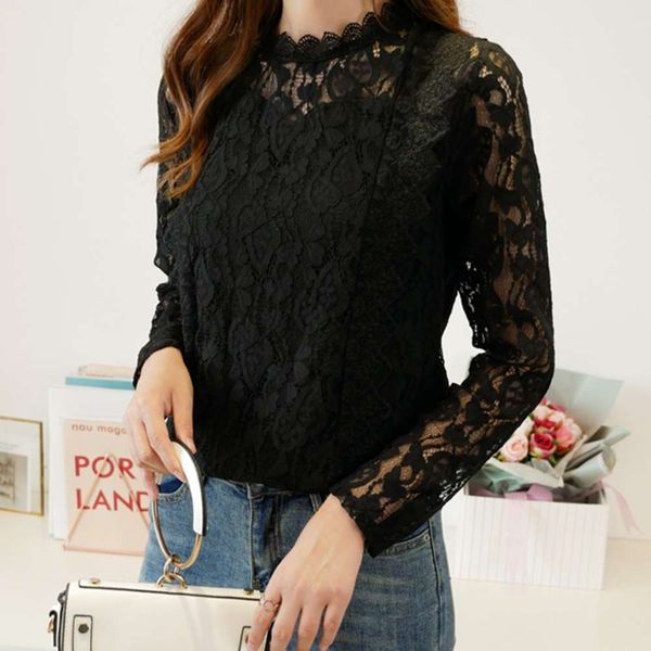 new large women's wear thin and versatile lace bottomed shirt fat mm autumn design chiffon black t-shirt, White
new large women's wear thin and versatile lace bottomed shirt fat mm autumn design chiffon black t-shirt, White