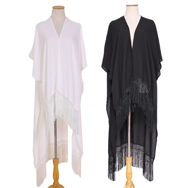 women's swimwear women summer swimsuit cover up high low asymmetrical tassel hem kimono cardigan loose chiffon open front beach blouse, White;black
women's swimwear women summer swimsuit cover up high low asymmetrical tassel hem kimono cardigan loose chiffon open front beach blouse, White;black