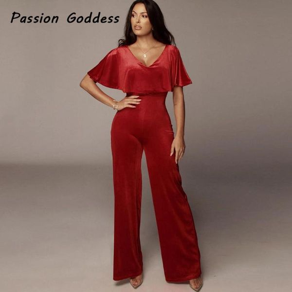 women's jumpsuits & rompers velvet casual women wide leg long outfits v neck ruffles slim full length overalls bodycon jumpsuit, Black;white
women's jumpsuits & rompers velvet casual women wide leg long outfits v neck ruffles slim full length overalls bodycon jumpsuit, Black;white