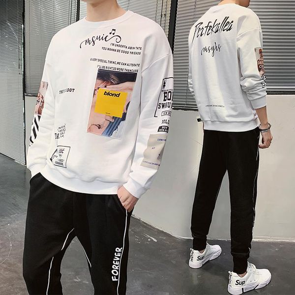 men's tracksuits crewneck graphic sweatshirts and sweatpants for men 2021 trends tracksuit teens korean fashion two piece set clothing, Gray
men's tracksuits crewneck graphic sweatshirts and sweatpants for men 2021 trends tracksuit teens korean fashion two piece set clothing, Gray