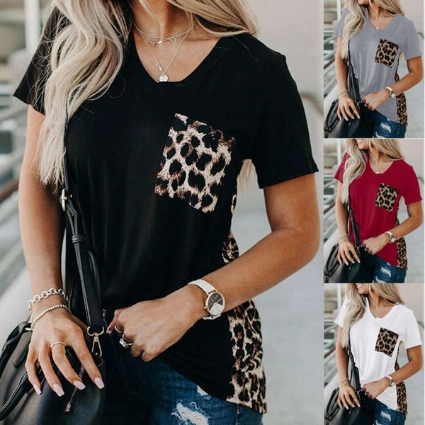 short sleeve t-shirt summer 2020 new loose leopard stitching knitted women's top, White
short sleeve t-shirt summer 2020 new loose leopard stitching knitted women's top, White