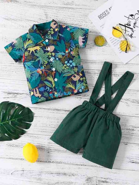 baby boy tropical print shirt with shorts she, White
baby boy tropical print shirt with shorts she, White