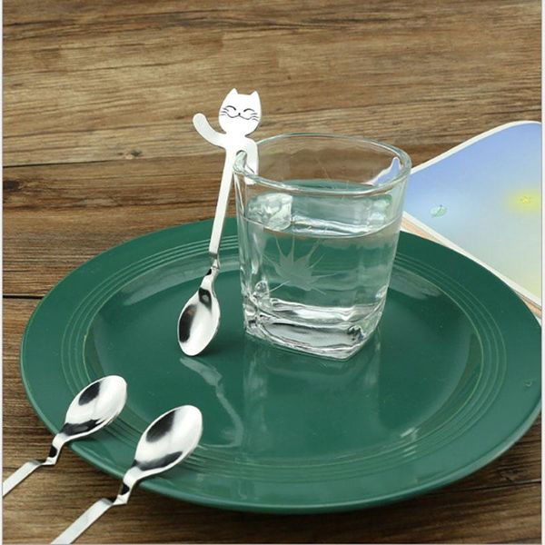 spoons 304 stainless steel cute cartoon cat hanging cup coffee spoon ice cream dessert teaspoon creative scoop tableware 
spoons 304 stainless steel cute cartoon cat hanging cup coffee spoon ice cream dessert teaspoon creative scoop tableware