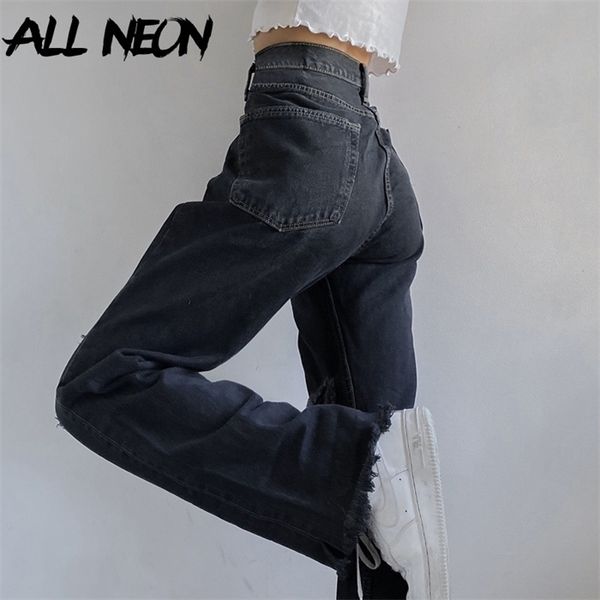 allneon y2k aesthetics high waist ripped jeans vintage hole wide leg baggy pants 90s fashion denim e-girl black trousers indie, Blue
allneon y2k aesthetics high waist ripped jeans vintage hole wide leg baggy pants 90s fashion denim e-girl black trousers indie, Blue