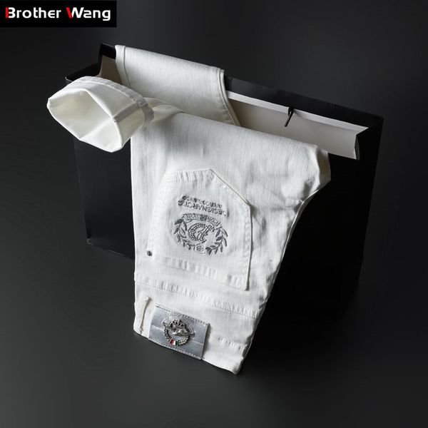 2021 summer new men's embroidered thin white fashion casual advanced stretch denim trousers male brand pa4m, Blue
2021 summer new men's embroidered thin white fashion casual advanced stretch denim trousers male brand pa4m, Blue