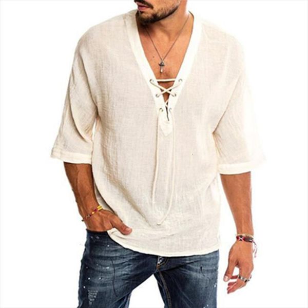 summer linen male deep mens v neck lace up slim fit shirts casual three quarter sleeve, White;black
summer linen male deep mens v neck lace up slim fit shirts casual three quarter sleeve, White;black