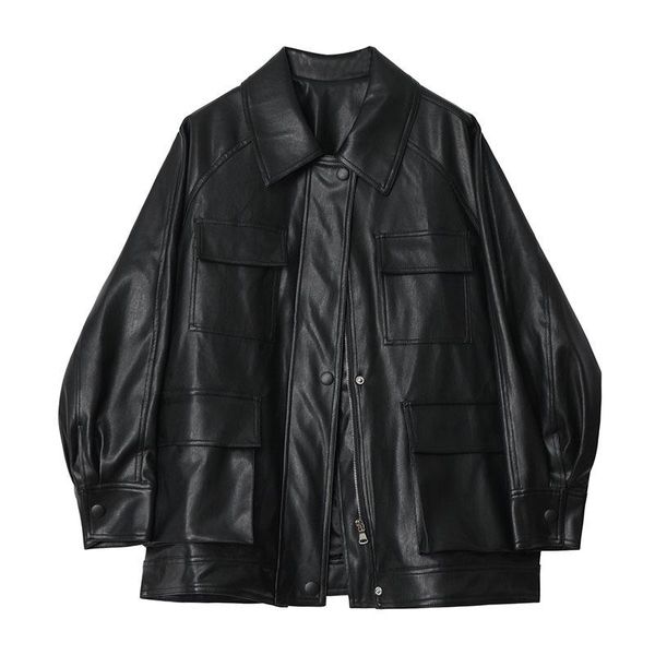 women's leather & faux mid-length loose vintage black big pocket coat plus belt spring autumn 2021 women casual biker jacket veste femm
women's leather & faux mid-length loose vintage black big pocket coat plus belt spring autumn 2021 women casual biker jacket veste femm