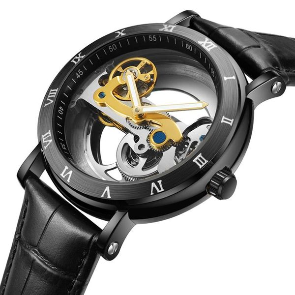 automatic mechanical men's watches leather strap watches for men skeleton transparent clock relogio masculino, Slivery;brown
automatic mechanical men's watches leather strap watches for men skeleton transparent clock relogio masculino, Slivery;brown