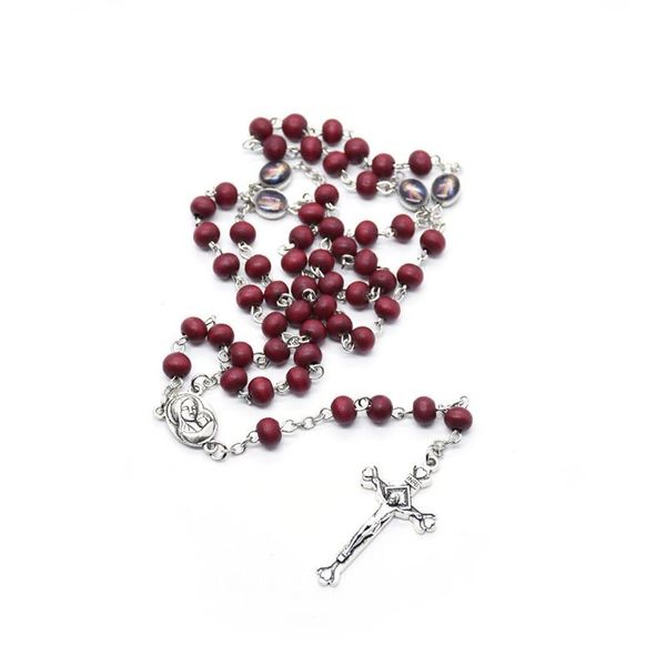 pendant necklaces qigo red wood rosary cross necklace virgin father religious ornament baptismal bead chain, Silver
pendant necklaces qigo red wood rosary cross necklace virgin father religious ornament baptismal bead chain, Silver