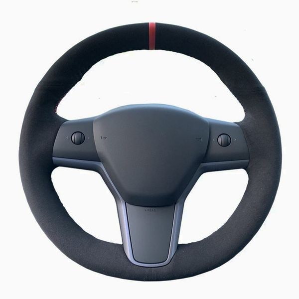 hand-stitched soft black carbon fiber genuine leather black suede car steering wheel cover for tesla model 3 2017-2020
hand-stitched soft black carbon fiber genuine leather black suede car steering wheel cover for tesla model 3 2017-2020