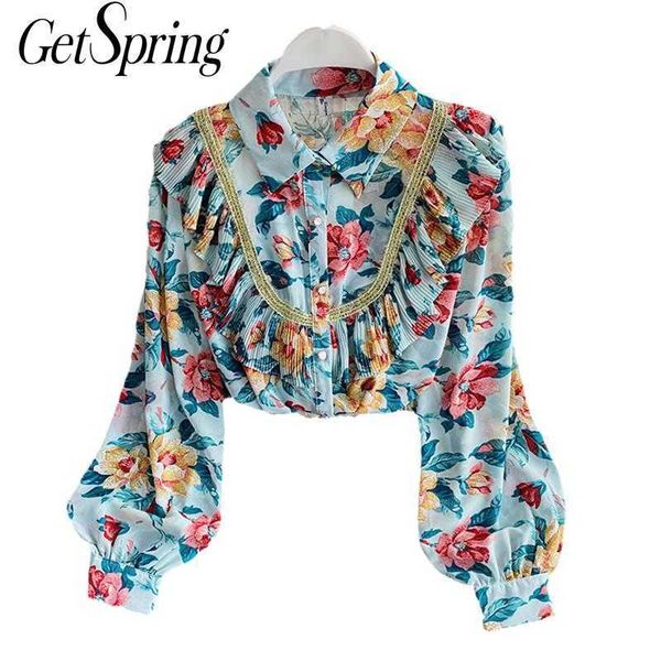 getspring women blouse chiffon printed shirt lantern sleeve ruffle ladies fashion summer 210601, White
getspring women blouse chiffon printed shirt lantern sleeve ruffle ladies fashion summer 210601, White