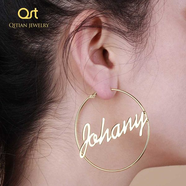 1 pair custom name hoop earring personalise big nameplate stainless steel handmade jewelry for women girl round circle oorbellen 210924, Golden;silver
1 pair custom name hoop earring personalise big nameplate stainless steel handmade jewelry for women girl round circle oorbellen 210924, Golden;silver