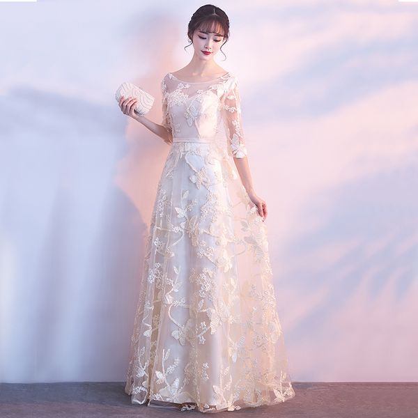2021 new O-Neck Natural Waist Prom dresses fashion vestidos Women Flower champagne color long party Dress, Silver
2021 new O-Neck Natural Waist Prom dresses fashion vestidos Women Flower champagne color long party Dress, Silver