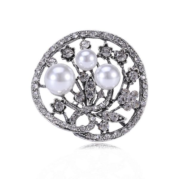 factory selling alloy inlaid pearl flower brooch christmas