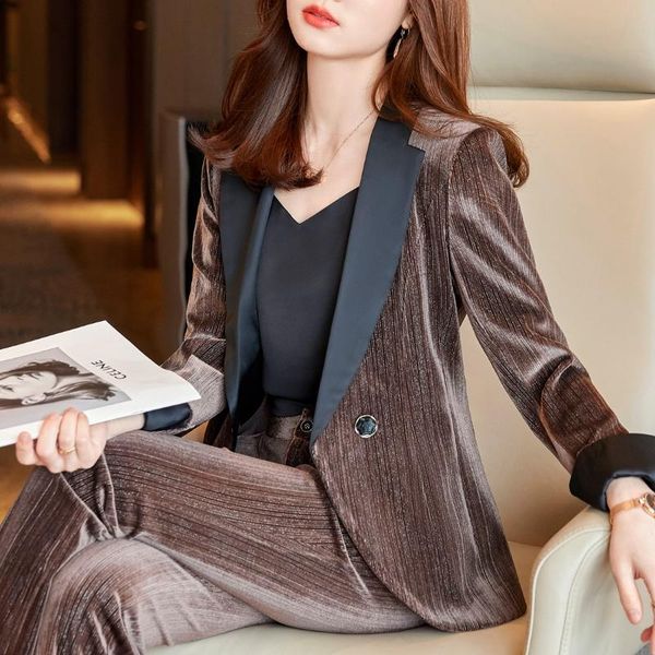 women's two piece pants jacket and set 2 pieces suit coat trousers blue velvet autumn winter office work, White
women's two piece pants jacket and set 2 pieces suit coat trousers blue velvet autumn winter office work, White