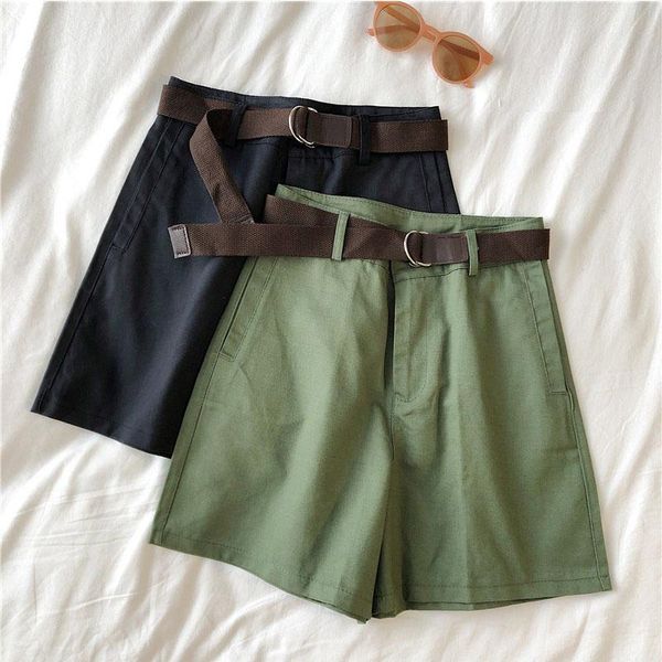 women's shorts 2021 casual women fitness wide leg black high waist with belt office lady vintage feminino plus size, White;black
women's shorts 2021 casual women fitness wide leg black high waist with belt office lady vintage feminino plus size, White;black