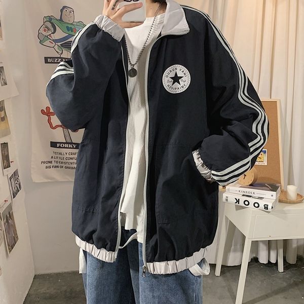 men's spring and outerwear jacket loose korean fashion ruffian handsome autumn baseball uniform student couple coat, Black;brown
men's spring and outerwear jacket loose korean fashion ruffian handsome autumn baseball uniform student couple coat, Black;brown
