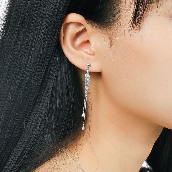 sa silverage real 925 sterling silver drop earrings for women fine jewelry long feather tassel, Golden
sa silverage real 925 sterling silver drop earrings for women fine jewelry long feather tassel, Golden