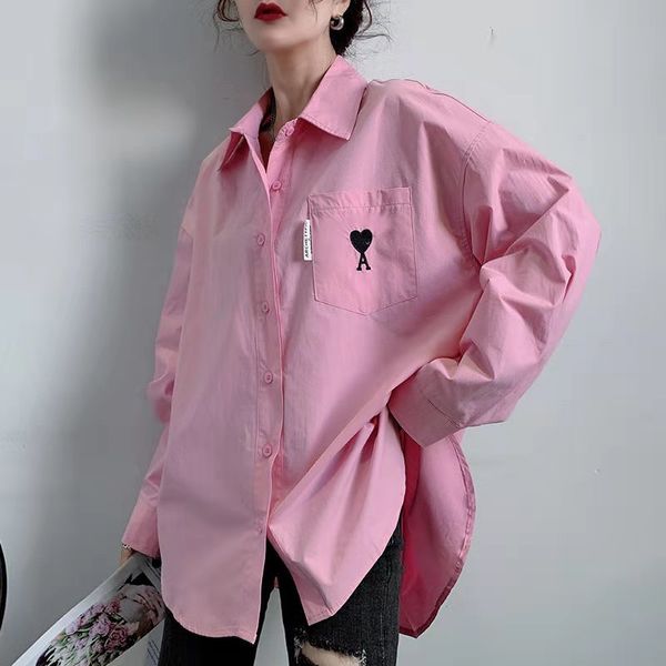 korean style spring autumn womens blouse fashion heart embroidery cotton fabric shirt single breasted loose solid blouse lady, White
korean style spring autumn womens blouse fashion heart embroidery cotton fabric shirt single breasted loose solid blouse lady, White