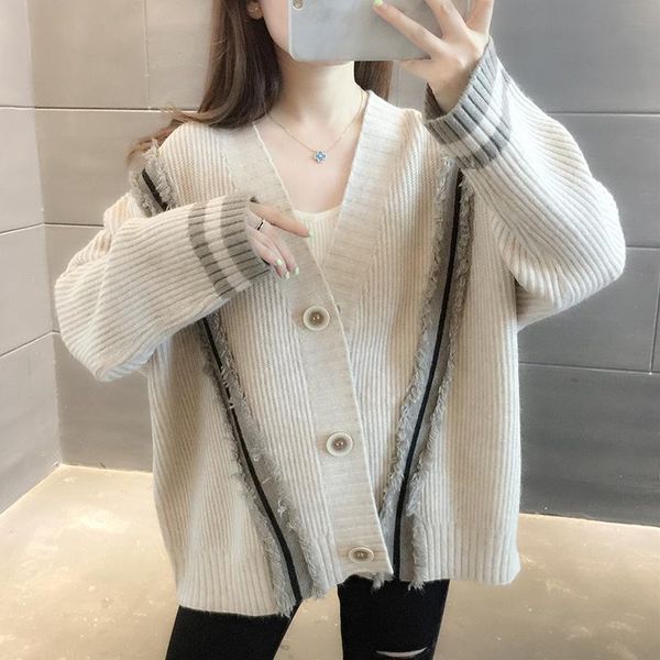 women's knits & tees sweater jacket cardigan loose korean style wild western spring and autumn 2021 ladies knitted top, White
women's knits & tees sweater jacket cardigan loose korean style wild western spring and autumn 2021 ladies knitted top, White
