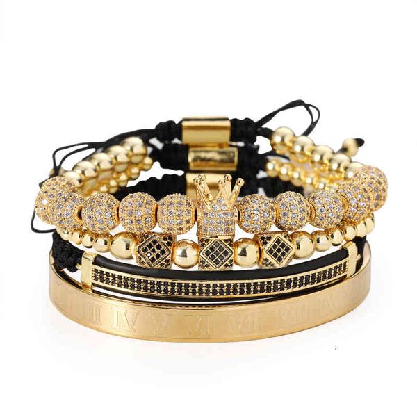 bangle bracelets men's micro inlaid crown pure hand woven beaded four piece set of copper zircon, Golden;silver
bangle bracelets men's micro inlaid crown pure hand woven beaded four piece set of copper zircon, Golden;silver
