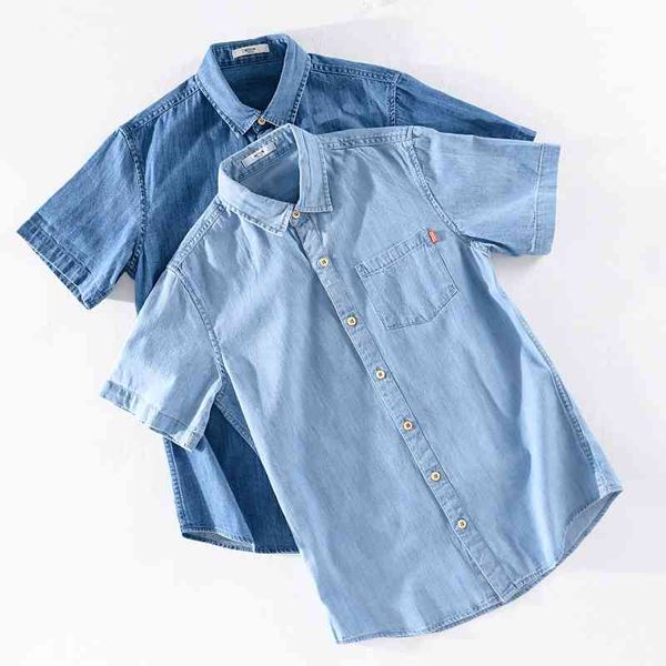 summer cotton denim short sleeve shirt men's classic thin blue denim cotton simple shirt y2021, White;black
summer cotton denim short sleeve shirt men's classic thin blue denim cotton simple shirt y2021, White;black
