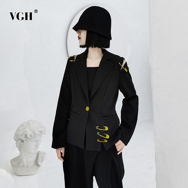 women's suits & blazers vgh patchwork pin hollow out office lady blazer for women long sleeve back split slim fit coat female 2021 spri, White;black
women's suits & blazers vgh patchwork pin hollow out office lady blazer for women long sleeve back split slim fit coat female 2021 spri, White;black