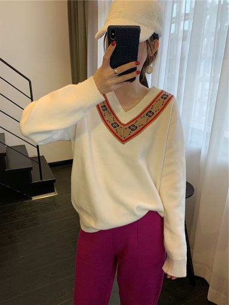 20 spring autumn fashion new knitted lazy women's medium and long v-neck khaki bottomed casual sweater trend, White;black
20 spring autumn fashion new knitted lazy women's medium and long v-neck khaki bottomed casual sweater trend, White;black