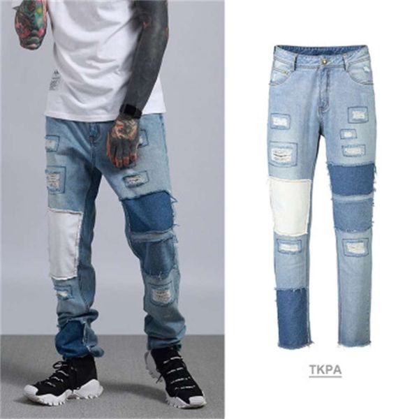 straight jeans high streetwear patchwork pattern vintage men demin loose jeans light blue
straight jeans high streetwear patchwork pattern vintage men demin loose jeans light blue