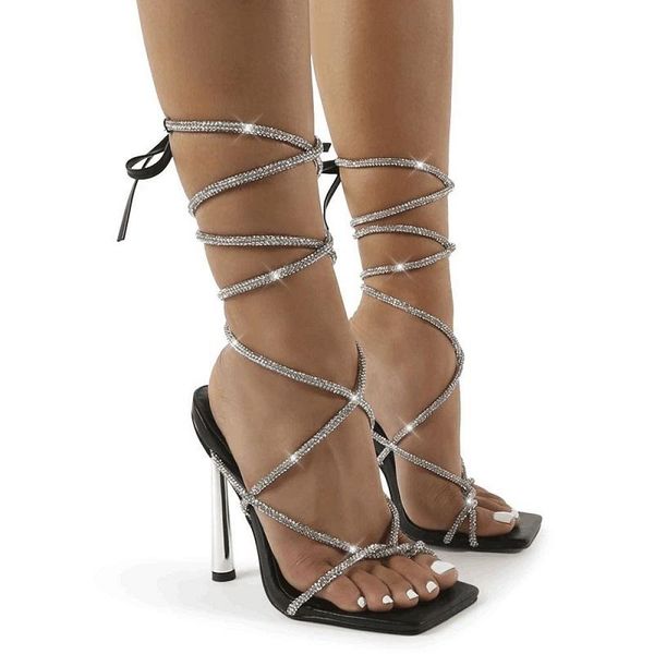 summer high heels women's shoes rhinestone lace up stiletto ladies sandals ankle strap square open toe platform party sandals, Black
summer high heels women's shoes rhinestone lace up stiletto ladies sandals ankle strap square open toe platform party sandals, Black