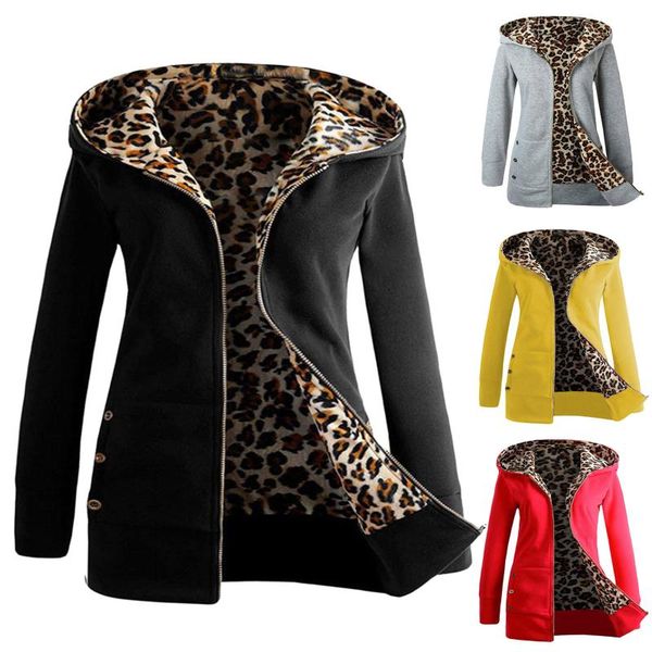 women's jackets winter women jacket thicker hooded sweatshirt leopard zipper coat plus velvet overcoat outwear for 2021 l5, Black;brown
women's jackets winter women jacket thicker hooded sweatshirt leopard zipper coat plus velvet overcoat outwear for 2021 l5, Black;brown