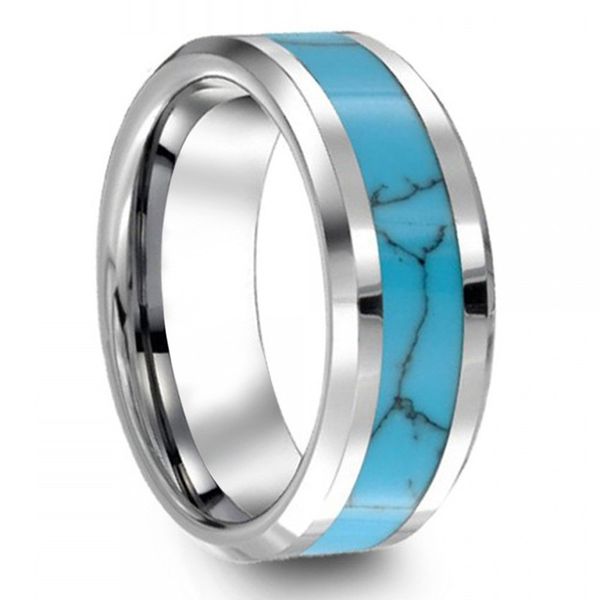 titanium couple pair turquoise blue wedding ring korean fashion jewelry can be made of tungsten steel, Black
titanium couple pair turquoise blue wedding ring korean fashion jewelry can be made of tungsten steel, Black