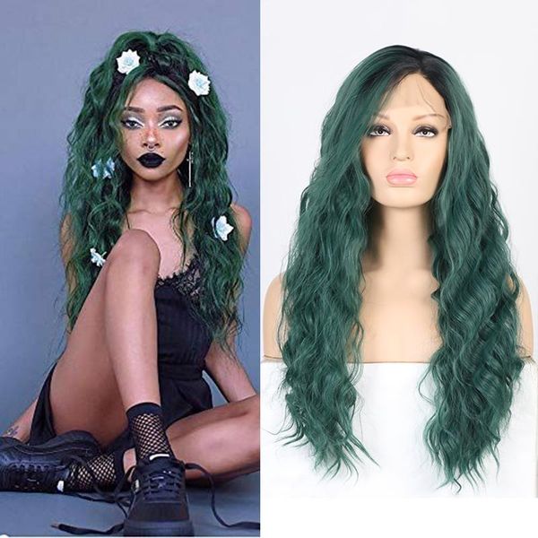 synthetic wigs aimeya ombre green color heat resistant fiber hair lace front wig long wavy two tone cosplay for women, Black
synthetic wigs aimeya ombre green color heat resistant fiber hair lace front wig long wavy two tone cosplay for women, Black