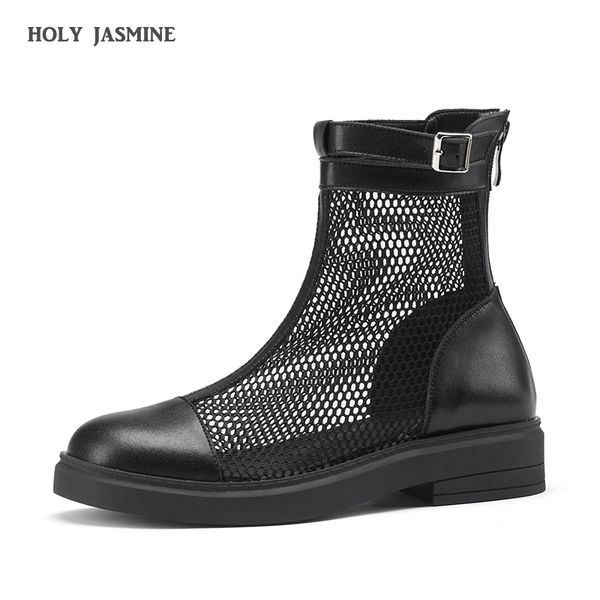platform cool boots genuine leather mesh zipper female 2021 spring summer new round toe square high heel women shoes size 34-43, Black
platform cool boots genuine leather mesh zipper female 2021 spring summer new round toe square high heel women shoes size 34-43, Black
