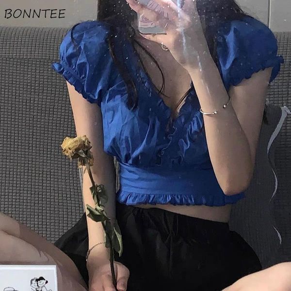 women's blouses & shirts women folds v-neck sleeve summer korean style slim crop all-match solid high waist fashion str, White
women's blouses & shirts women folds v-neck sleeve summer korean style slim crop all-match solid high waist fashion str, White
