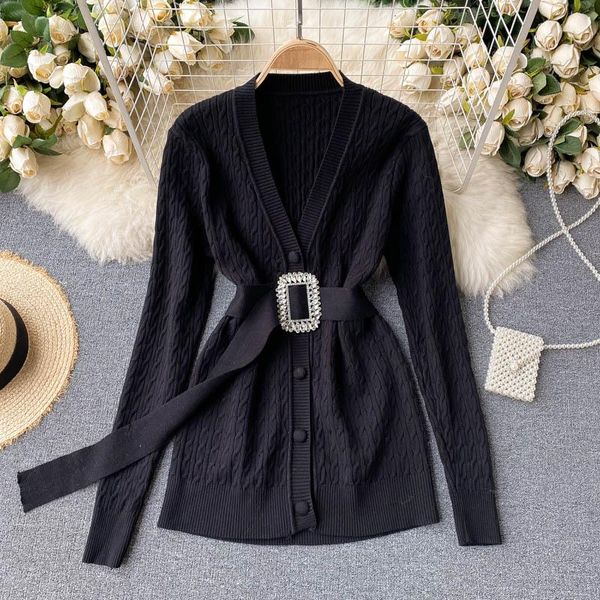 women's jackets women knitted cardigan spring belted waist single breasted long sleeve sweater jacket, Black;brown
women's jackets women knitted cardigan spring belted waist single breasted long sleeve sweater jacket, Black;brown