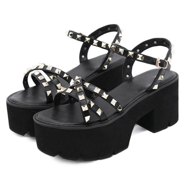 dress shoes gigifox brand fashion gothic style woman rivets cool street chunky platform block high heels summer sandals, Black
dress shoes gigifox brand fashion gothic style woman rivets cool street chunky platform block high heels summer sandals, Black