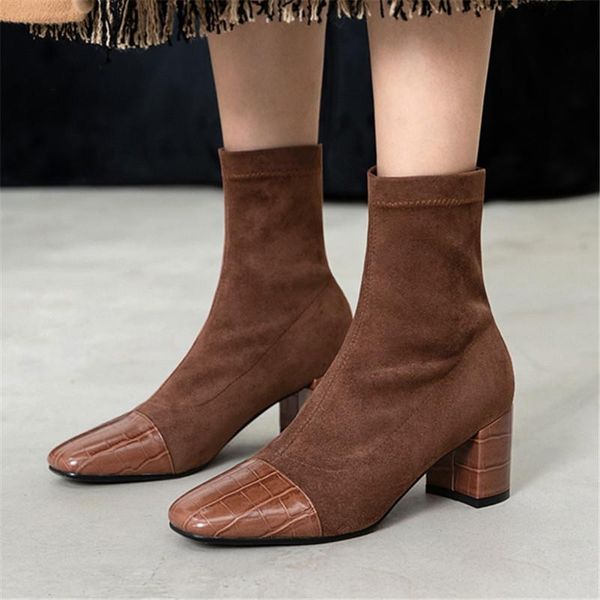 boots 2021 stretch ankle woman slip on zip booties high heels shoes women slim ladies heeled boot square toe big size 43, Black
boots 2021 stretch ankle woman slip on zip booties high heels shoes women slim ladies heeled boot square toe big size 43, Black