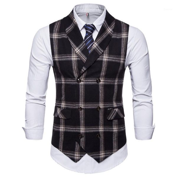 men's vests mens waistcoat casual suit vest men plaid style chalecos hombre business double breasted dress sleeveless gilet tweed, Black;white
men's vests mens waistcoat casual suit vest men plaid style chalecos hombre business double breasted dress sleeveless gilet tweed, Black;white