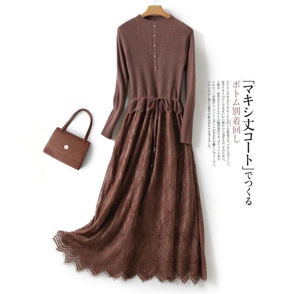 casual dresses 2021 autumn winter women knitted dress loose female long sleeve knitting stitching lace vestidos, Black;gray
casual dresses 2021 autumn winter women knitted dress loose female long sleeve knitting stitching lace vestidos, Black;gray