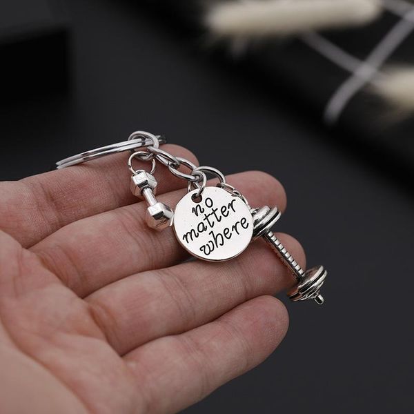 keychains bodybuilding keychain jewelry barbell dumbbell pendant key chain no matter where engraved disc charm ring car holder, Silver
keychains bodybuilding keychain jewelry barbell dumbbell pendant key chain no matter where engraved disc charm ring car holder, Silver