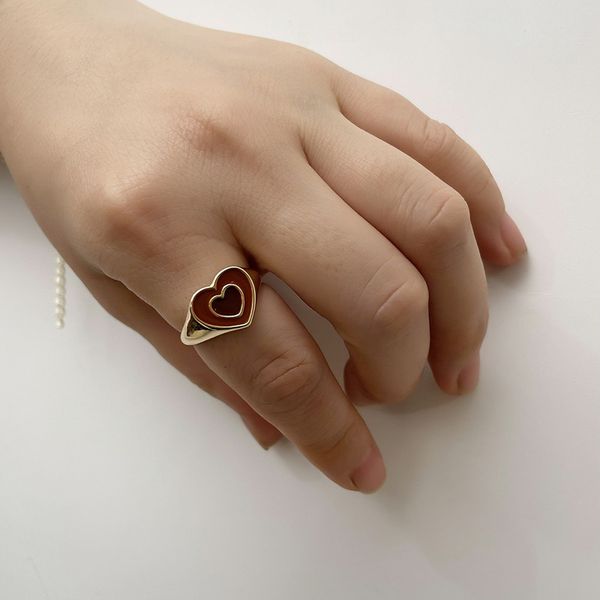 ins layer coffee double sweet love oil dripping ring color prerving electroplating, Silver
ins layer coffee double sweet love oil dripping ring color prerving electroplating, Silver
