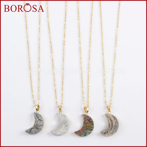 pendant necklaces borosa design 5/10pcs 16" gold color moon rainbow titanium galaxy druzy quartz necklace jewelry for women gift g1611-, Silver
pendant necklaces borosa design 5/10pcs 16" gold color moon rainbow titanium galaxy druzy quartz necklace jewelry for women gift g1611-, Silver