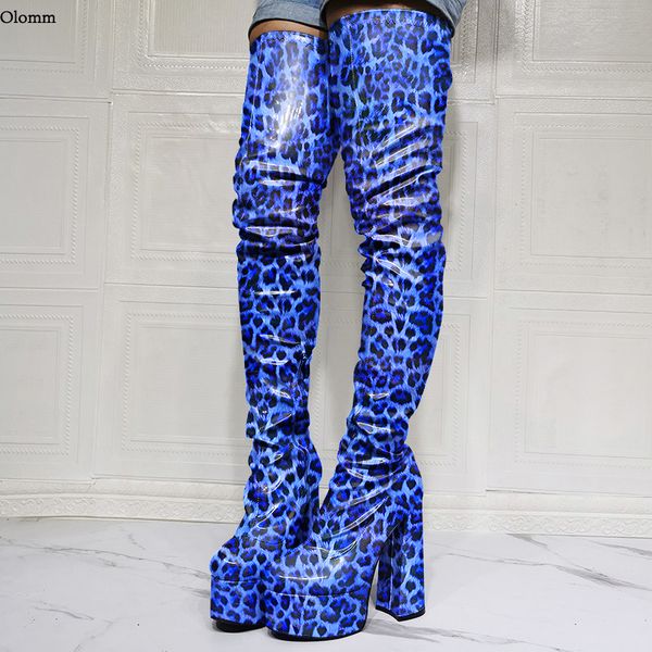 rontic women winter platform thigh boots patent side zipper block heels round toe blue brown club shoes plus us size 5-20, Black
rontic women winter platform thigh boots patent side zipper block heels round toe blue brown club shoes plus us size 5-20, Black