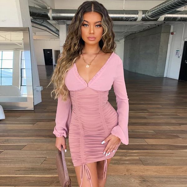Mesh Transparent Mini Dress Women Long Sleeve Patchwork Ruched Casual Dresses New V-Neck Backless Solid Dress, Black
Mesh Transparent Mini Dress Women Long Sleeve Patchwork Ruched Casual Dresses New V-Neck Backless Solid Dress, Black