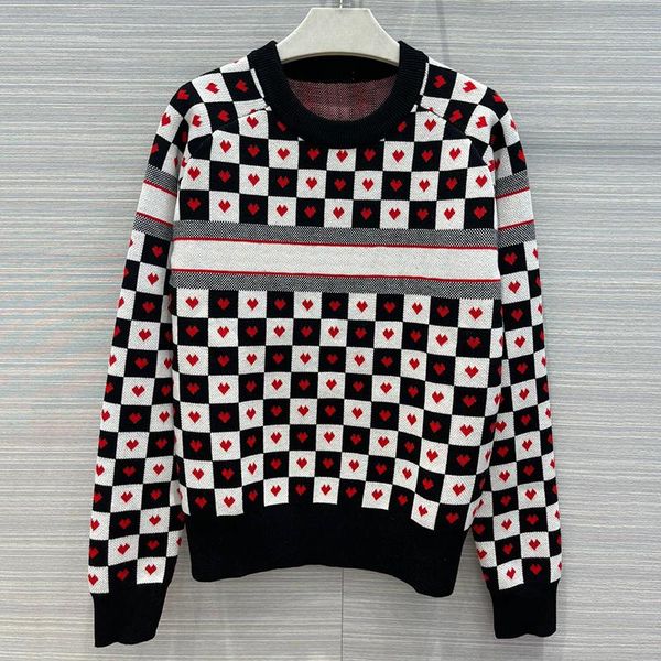 women's sweaters fashion black white plaid heart jacquard sweater women o-neck thread cuff casual pullover lady 2021 autumn win, White;black
women's sweaters fashion black white plaid heart jacquard sweater women o-neck thread cuff casual pullover lady 2021 autumn win, White;black