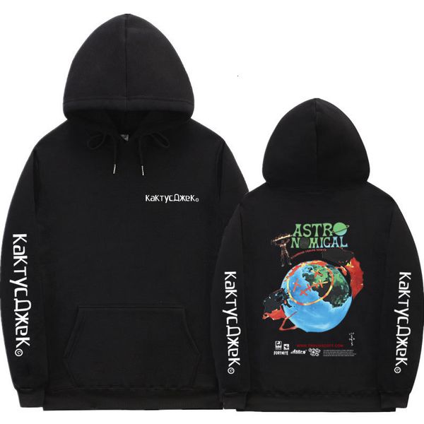 2021 women kanye west new luxury men travis scott cactus jack hoodies print hoodie harajuku astronomic streetwear sweatshirt bcvs, Black